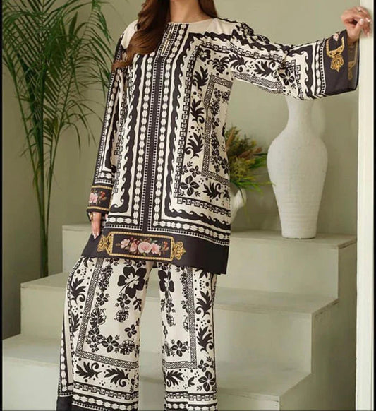 Lulusar Silk Digital Printed 3 Piece | LR118 Laiba Rauf