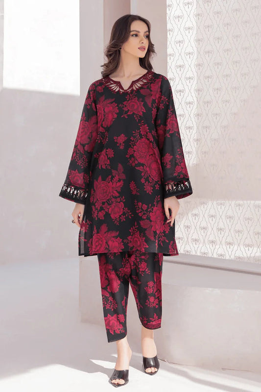 Sapphire Signature Linen 3 Piece Digital Printed Red Floral | No Patches | SE100 Laiba Rauf