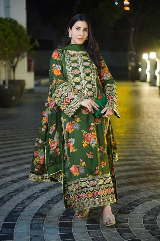 Aneela Shamoz Silk Embroidered 3 Piece | AN105 | Trendy Casual Outfits - Laiba Rauf