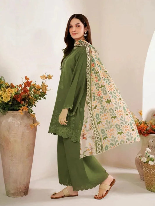 Sapphire Dhanak Embroidered 3 Piece | SP110 - Trendy Casual Outfits - Laiba Rauf
