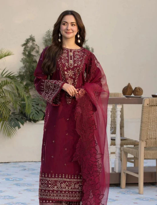 Qalamkar Dhanak Embroidered 3 Piece | QR100 Laiba Rauf