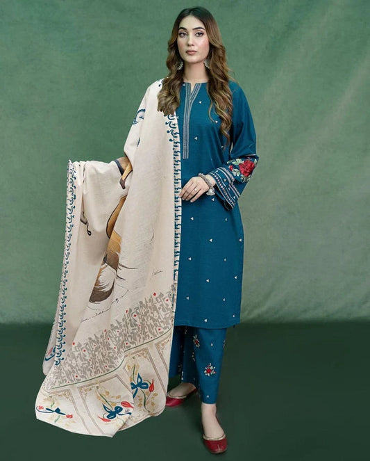 Aisling Dhanak Embroidered 3 Piece | AL104 Laiba Rauf