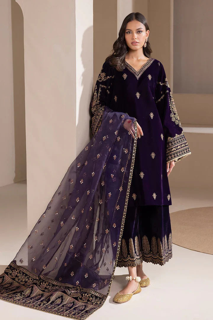 Baroque Velvet Embroidered 3 Piece | BQ129 - Trendy Casual Outfits - Laiba Rauf