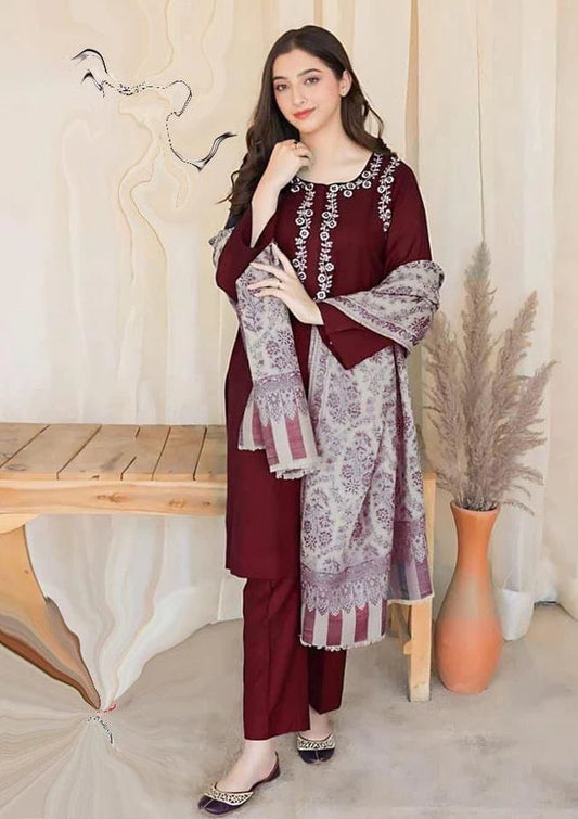 Aisling Dhanak Embroidered 3 Piece | AL107 Laiba Rauf