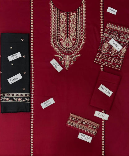 Lalazar Dhanak Embroidered 3 Piece | LZ100 - Trendy Casual Outfits - Laiba Rauf