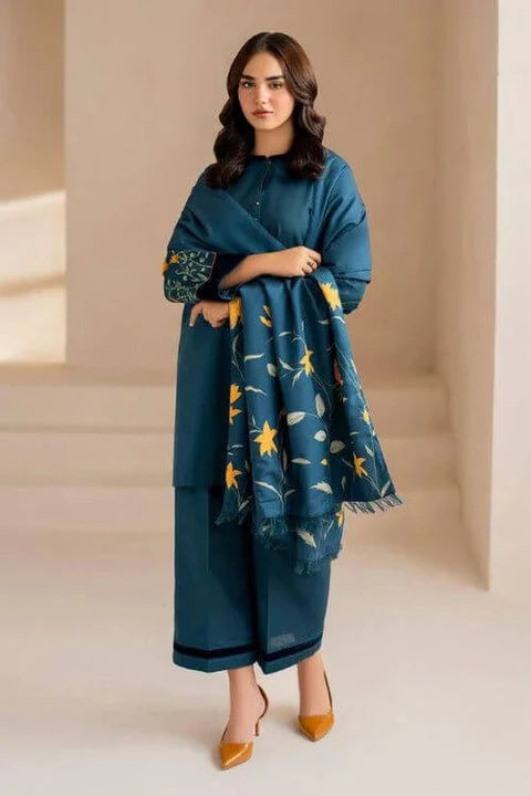 Baroque Dhanak Embroidered 3 Piece | BQ116 Laiba Rauf