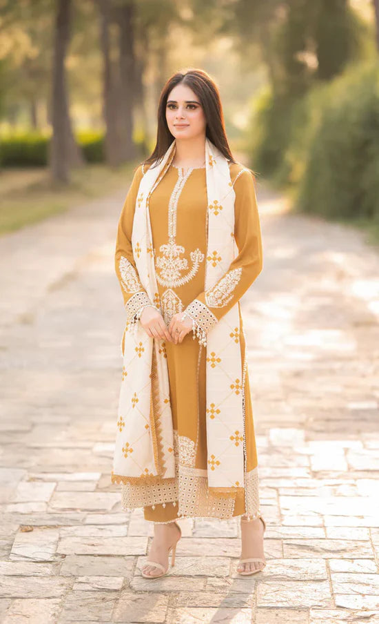 Aisling Dhanak Embroidered 3 Piece | AL113 - Trendy Casual Outfits - Laiba Rauf