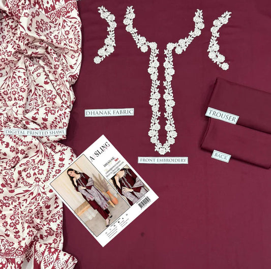 Aisling Dhanak Embroidered 3 Piece | AL107 Laiba Rauf