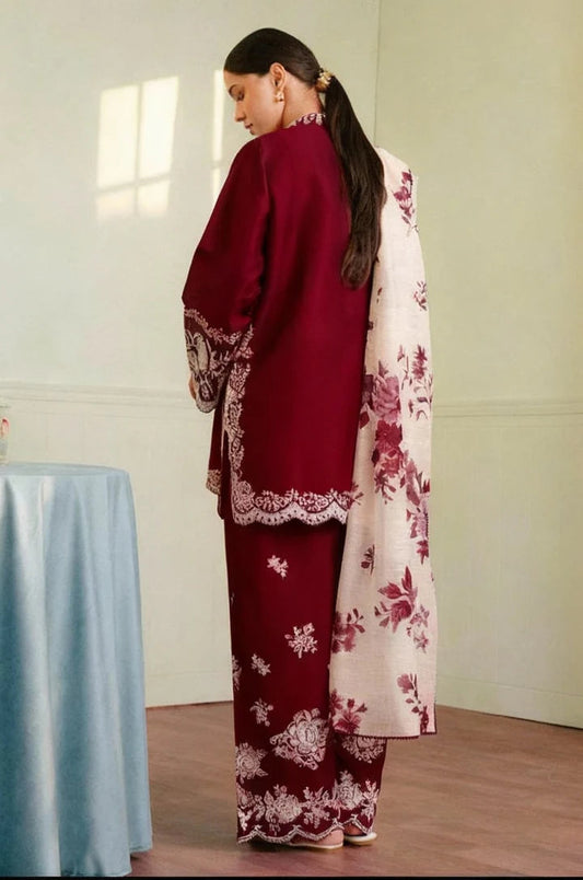 Zara Dhanak Embroidered 3 Piece | ZR100 Laiba Rauf