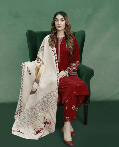 Aisling Dhanak Embroidered 3 Piece | AL100 Laiba Rauf