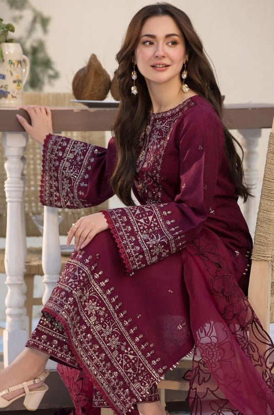 Qalamkar Dhanak Embroidered 3 Piece | QR100 Laiba Rauf