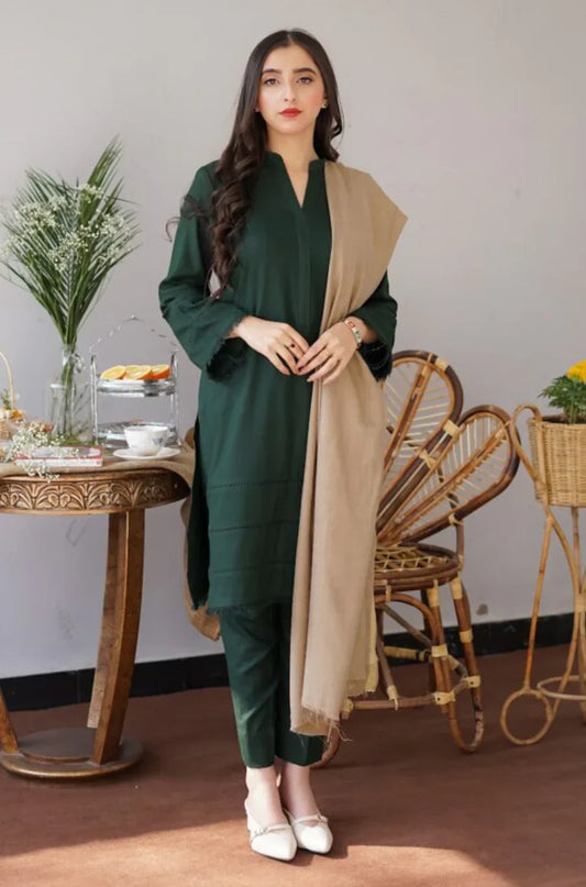 Aisling Dhanak Embroidered 3 Piece | AL101  - Trendy Casual Outfits - Laiba Rauf