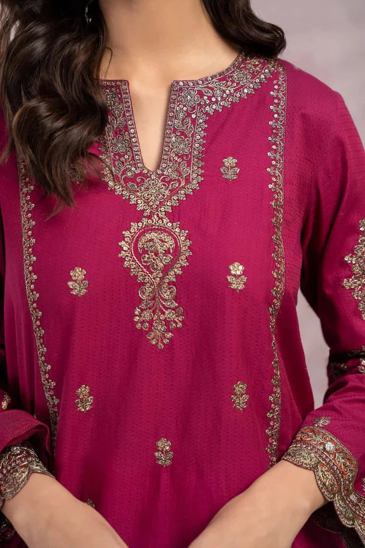 Maria.B. Dhanak Embroidered 3 Piece | MB113 - Trendy Casual Outfits - Laiba Rauf