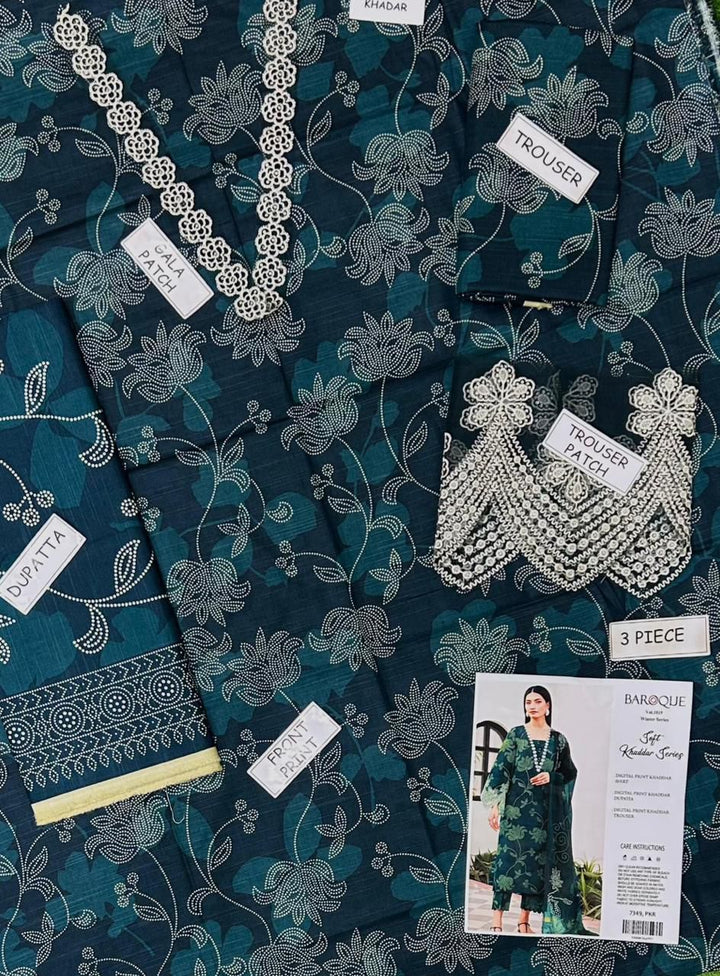 Baroque Khaddar Embroidered 3 Piece | BQ114 Laiba Rauf