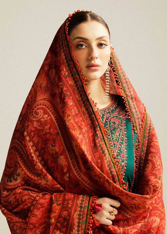 Hussain Rehar Dhanak Embroidered 3 Piece | HR100 - Trendy Casual Outfits - Laiba Rauf