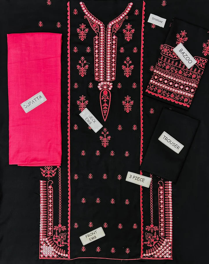 Embroza Dhanak Embroidered 3 Piece | EZ100 Laiba Rauf
