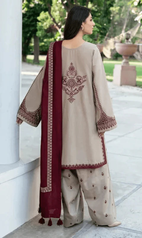 Baroque Dhanak Embroidered 3 Piece | BQ113 Laiba Rauf