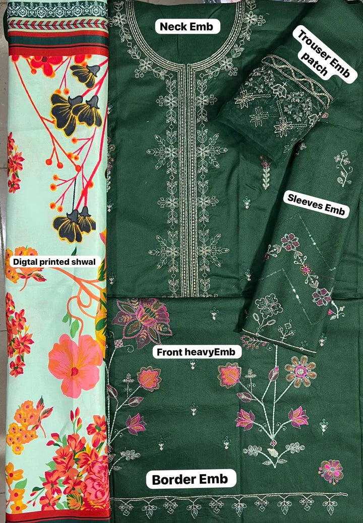 Zara Dhanak Embroidered 3 Piece | ZR112 - Trendy Casual Outfits - Laiba Rauf