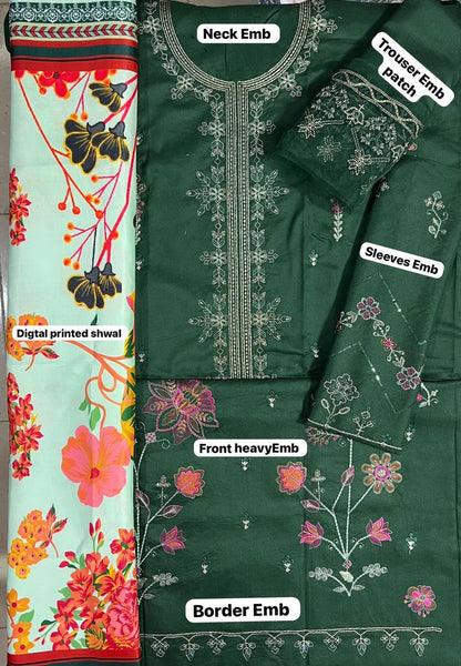 Zara Dhanak Embroidered 3 Piece | ZR112 - Trendy Casual Outfits - Laiba Rauf