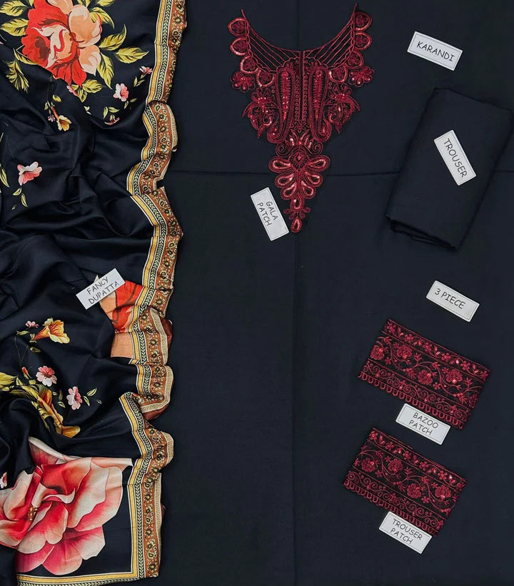 Laam Dhanak Embroidered 3 Piece | LM100 | Trendy Casual Outfits - Laiba Rauf