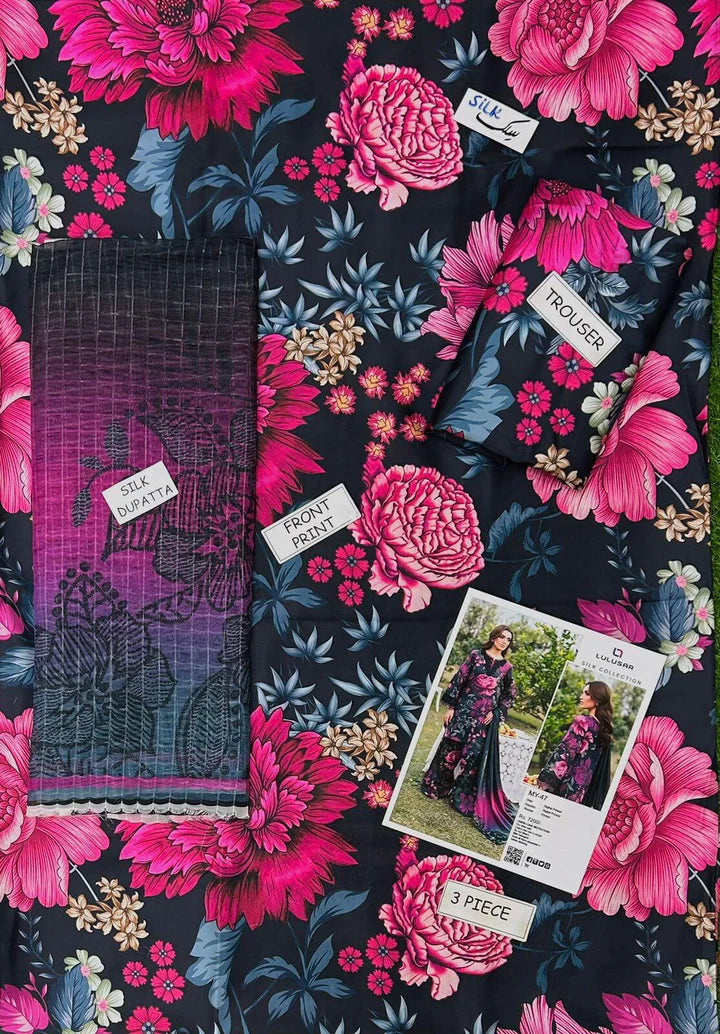 Lulusar Silk Digital Printed 3 Piece | LR120 Laiba Rauf