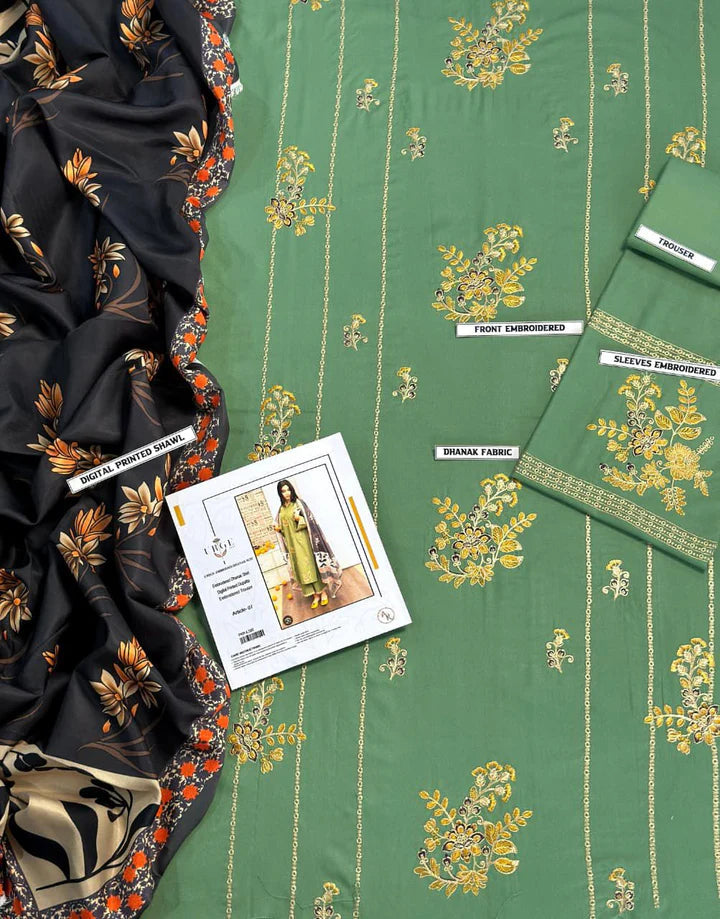 Urge Dhanak Embroidered 3 Piece | UG100 Laiba Rauf