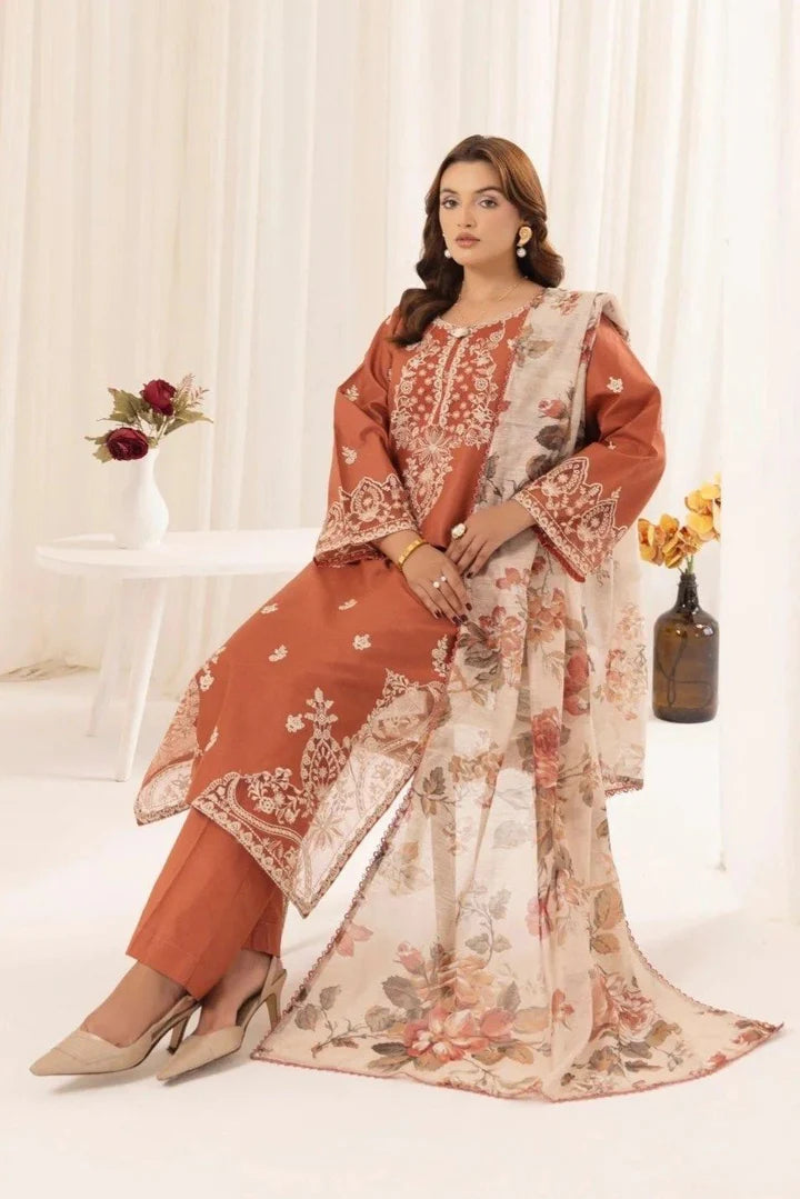Mohagni Dhanak Embroidered 3 Piece | MG101 Laiba Rauf
