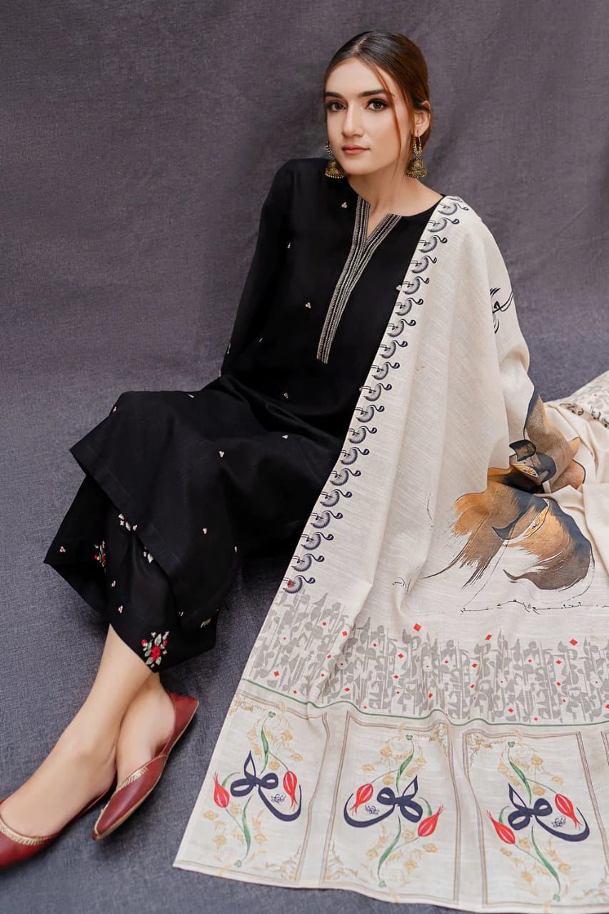 Aisling Dhanak Embroidered 3 Piece | AL103 - Trendy Casual Outfits - Laiba Rauf