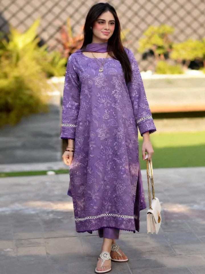 Bareeze Dhanak Embroidered 3 Piece | BZ115 - Trendy Casual Outfits - Laiba Rauf