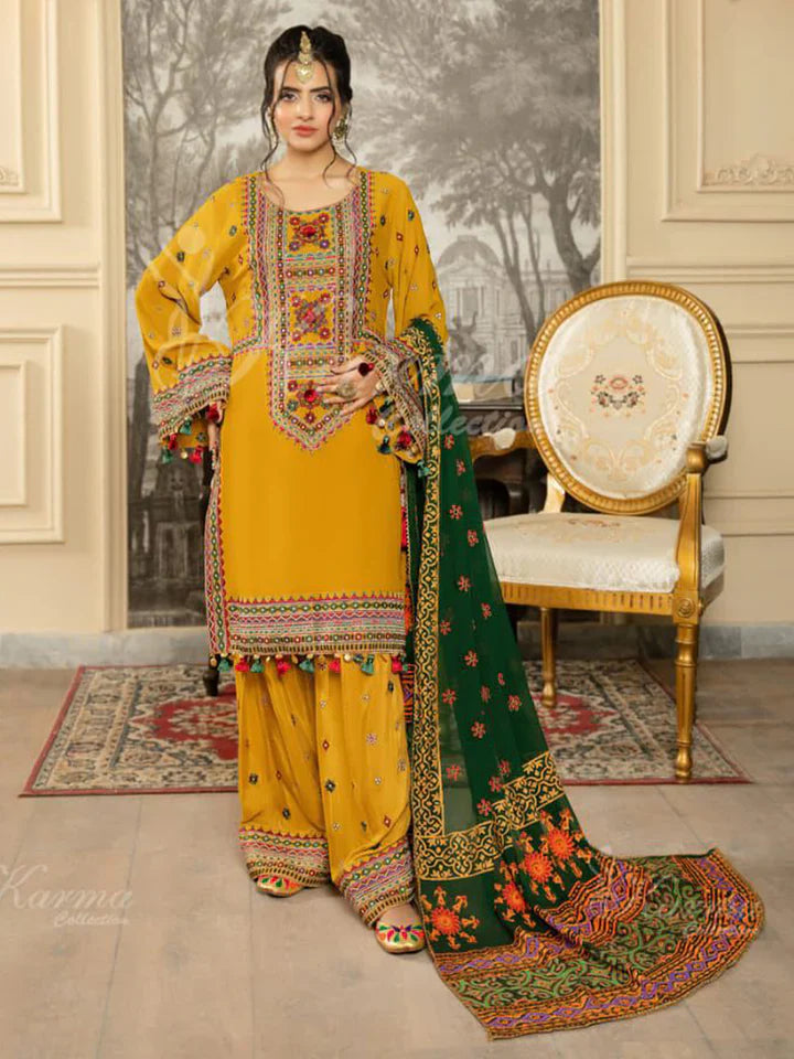 Aneela Dhanak Embroidered 3 Piece | AN109 - Trendy Casual Outfits - Laiba Rauf