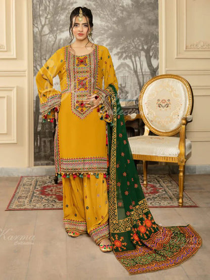 Aneela Dhanak Embroidered 3 Piece | AN109 - Trendy Casual Outfits - Laiba Rauf