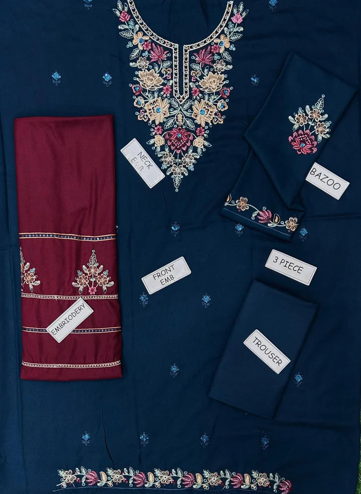 Jazmin Dhanak Embroidered 3 Piece | JZ101 | Trendy Casual Outfits - Laiba Rauf