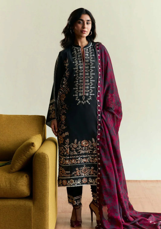 Zara Shahjahan Dhanak Embroidered 3 Piece | ZR104  - Trendy Casual Outfits - Laiba Rauf
