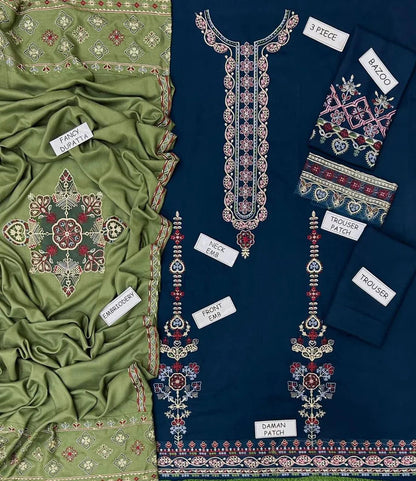 Zara Dhanak Embroidered 3 Piece | ZR103 Laiba Rauf