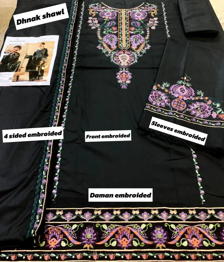 Zara Dhanak Embroidered 3 Piece | ZR102 Laiba Rauf