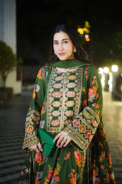 Aneela Shamoz Silk Embroidered 3 Piece | AN105 | Trendy Casual Outfits - Laiba Rauf