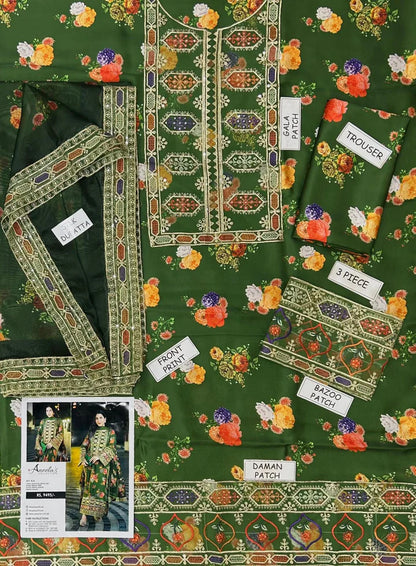 Aneela Shamoz Silk Embroidered 3 Piece | AN105 | Trendy Casual Outfits - Laiba Rauf