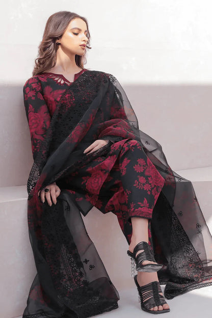 Sapphire Signature Linen 3 Piece Digital Printed Red Floral | No Patches | SE100 Laiba Rauf