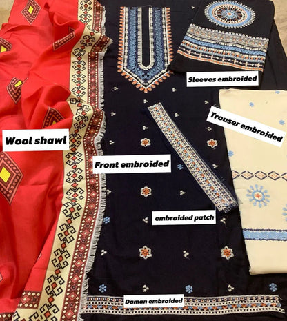 Jazmin Dhanak Embroidered 3 Piece | JZ103 | Trendy Casual Outfits - Laiba Rauf