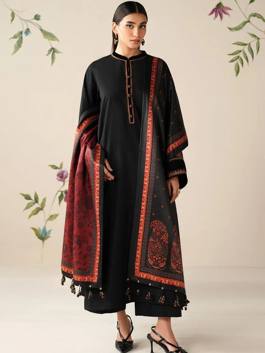 Baroque Dhanak Embroidered 3 Piece | BQ132 - Trendy Casual Outfits - Laiba Rauf