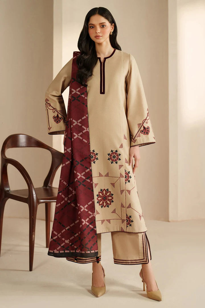 Jazmin Dhanak Embroidered 3 Piece | JZ109 - Trendy Casual Outfits - Laiba Rauf