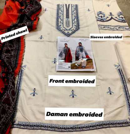 Laam Dhanak Embroidered 3 Piece | LM101 - Trendy Casual Outfits - Laiba Rauf