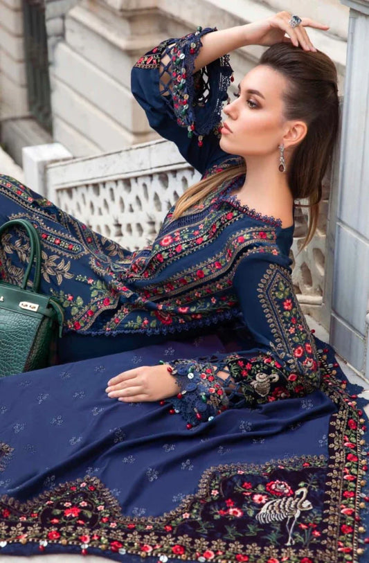 Maria.B Dhanak Embroidered 3 Piece | MB115 - Trendy Casual Outfits - Laiba Rauf
