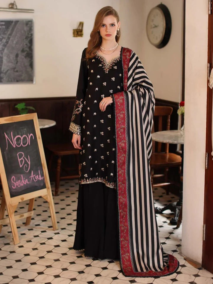 Noor Dhanak Embroidered 3 Piece | NR100 - Trendy Casual Outfits - Laiba Rauf