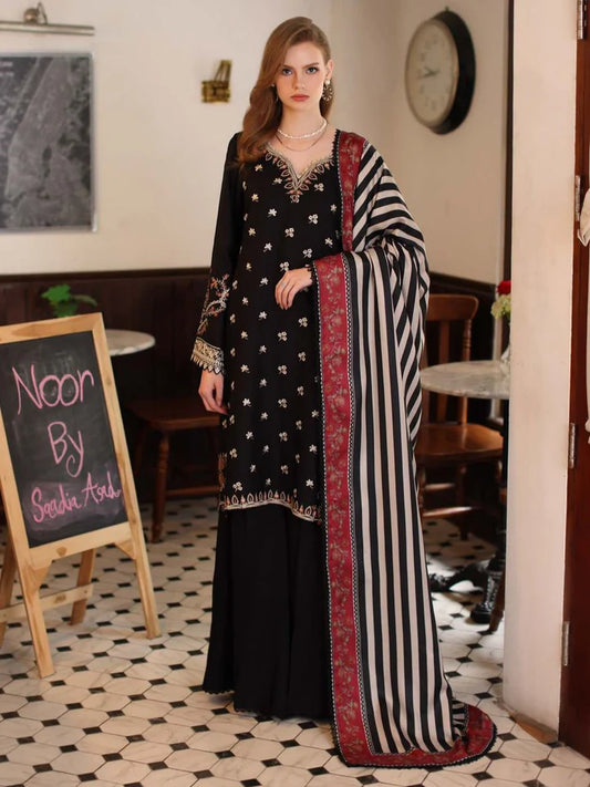 Noor Dhanak Embroidered 3 Piece | NR100 - Trendy Casual Outfits - Laiba Rauf