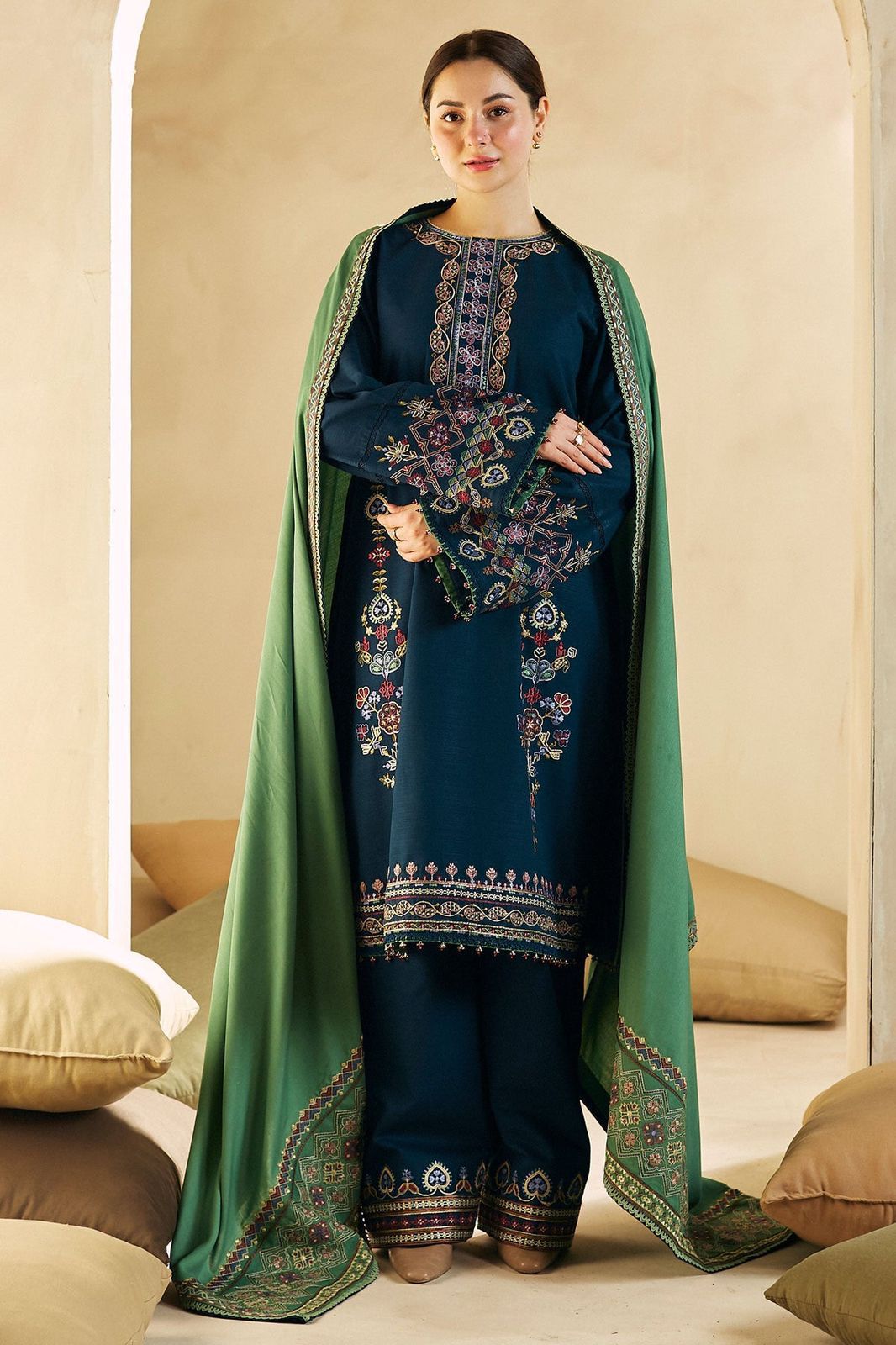 Zara Dhanak Embroidered 3 Piece | ZR103 - Trendy Casual Outfits - Laiba Rauf