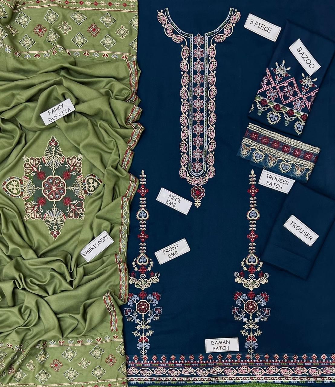 Zara Dhanak Embroidered 3 Piece | ZR103 - Trendy Casual Outfits - Laiba Rauf