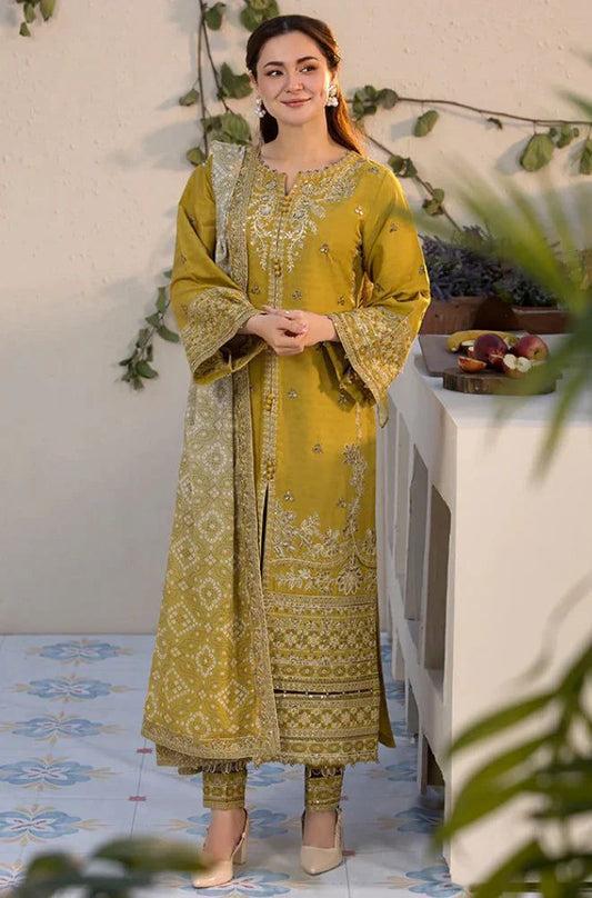 Qalamkar Dhanak Embroidered 3 Piece | QR101 - Trendy Casual Outfits - Laiba Rauf