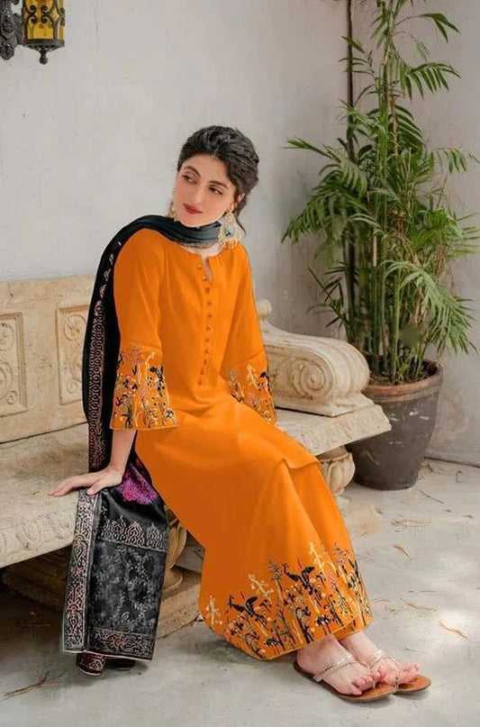 Aisling Dhanak Embroidered 3 Piece | AL108 - Trendy Casual Outfits - Laiba Rauf