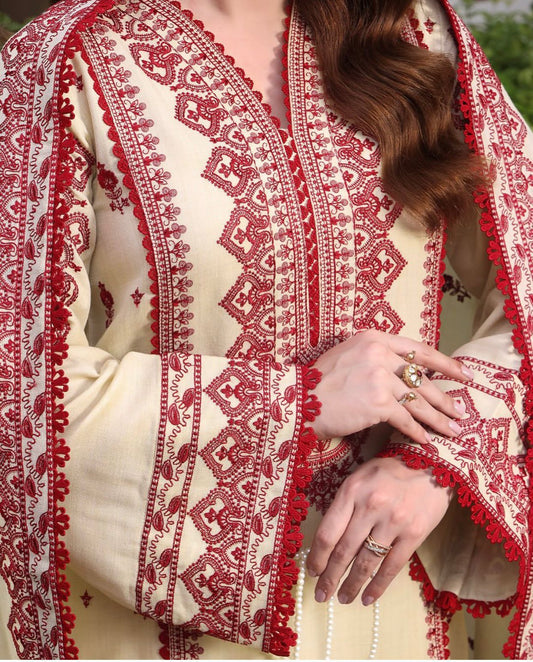 Aneela Dhanak Embroidered 3 Piece | AN108 - Trendy Casual Outfits - Laiba Rauf